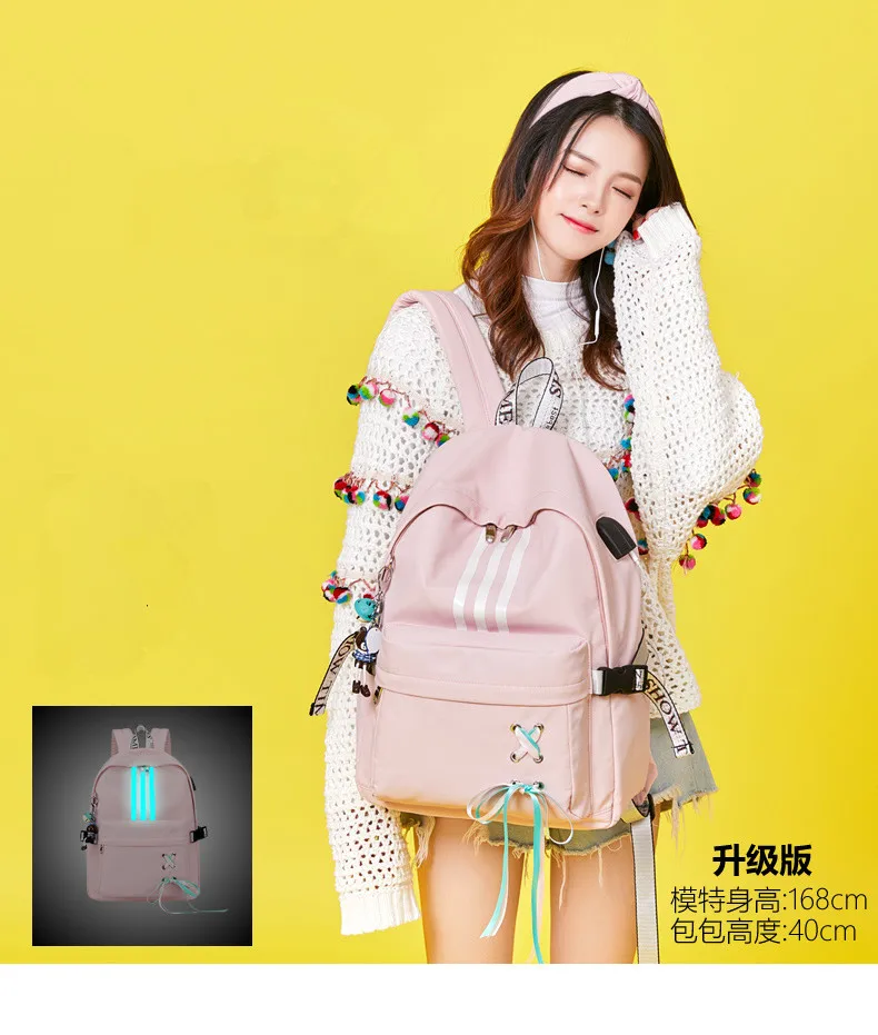 WINNER Girl рюкзак с защитой от кражи, usb зарядка, подвеска в виде мультяшных животных, школьные сумки, рюкзак для женщин, водонепроницаемый рюкзак для путешествий, W-5275