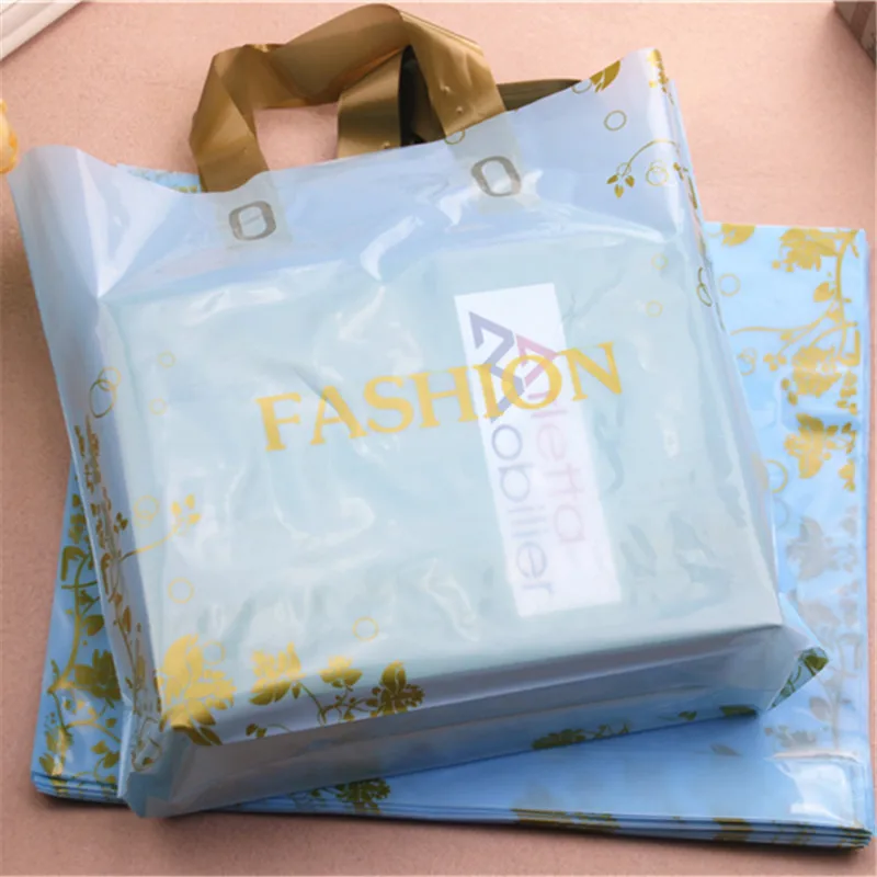 

High-density Polythylene Eco-friendly Luxury Fashion Packaging With Handles 10pcs/lot 29*35cm Large Plastic Shopping Bags