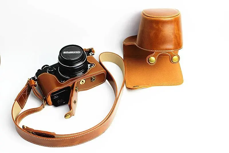 Black/Brown/Coffe Digital Camera Leather Case Cover for Olympus PEN-F Penf Charging | Электроника