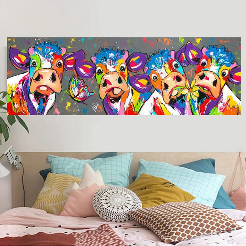 Красочные картины маслом настенные для гостиной украшения Милая корова