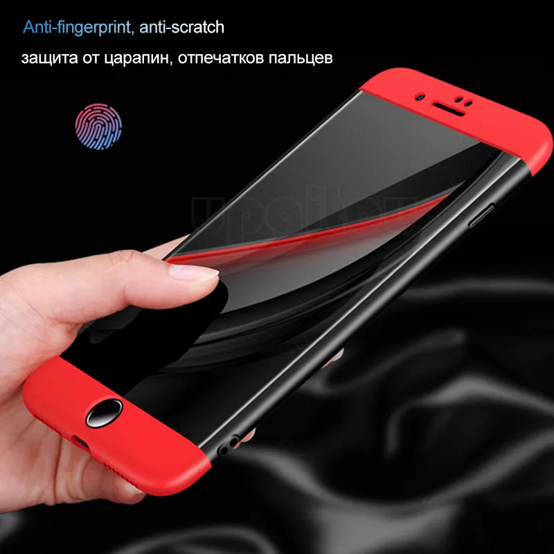 UPaitou 360 Degree Full Cover Red Cases For iPhone 8 7 4.7&quotinch Case Luxury 3 in 1 Hard PC Coque |