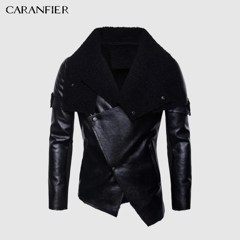 Мужские кожаные куртки CARANFIER осенняя мотоциклетная куртка бомбер повседневная