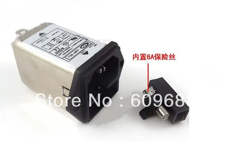 Электрофильтр EMI однофазный 220 В 6A с сигнальным полюсом предохранителем разъемом