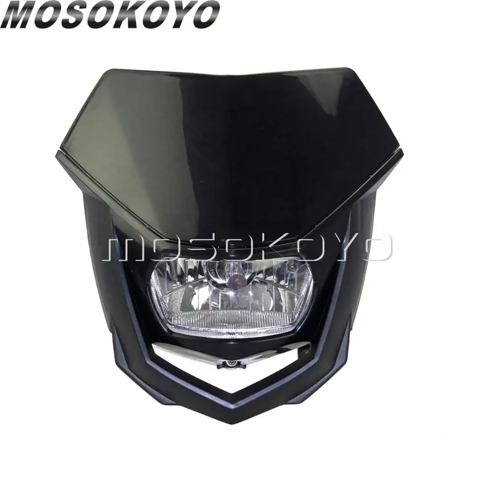 Черный Синий эндуро супермото фара H4 12 в 35 Вт двойная Спортивная фара для Yamaha YZ450F YZ250F YZ125 YZ85 WR450 WR250F WRF426 - Цвет: Черный