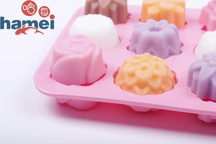 (Min Order $5) Silicone 12 holes Beauty Flowers Shape Cake Decorating Bakeware Mold Chocolate Mould Cooking Tool Food DIY Making |