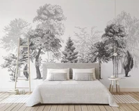 beibehang custom wallpaper modern minimalistic black and white sketch style abstract woods tv background wall mural 3d wallpaper