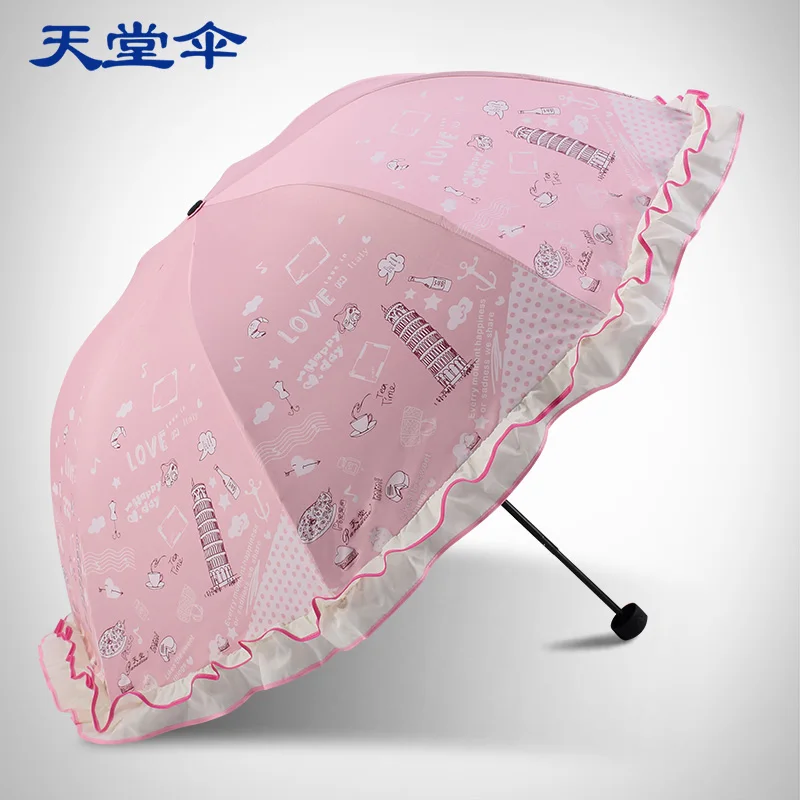 

Heaven umbrella genuine anti UV sunscreen to strengthen the black plastic Princess umbrella