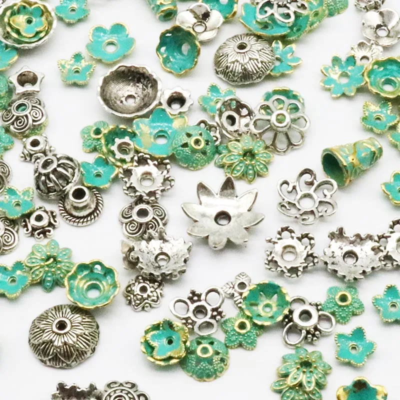 300 шт./лот цинковый сплав колпачки для бусин с покрытием из античного серебра