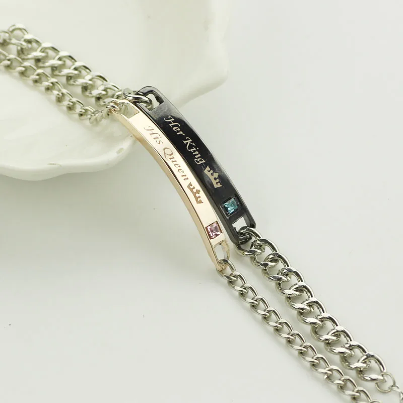 Браслет мужской из нержавеющей стали с надписью his queen и her king|gift for her|gifts loversbracelet