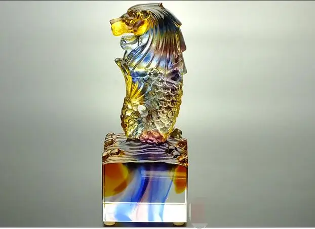 Фото 13 см Новые остекленные merlion сувенир печать украшения Дом и сад 13 см Новые остекленные merlion сувенир печать украшения Дом и сад
