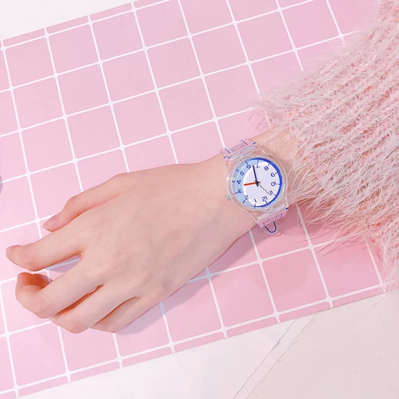 

relogio masculino Women Watch Clear Silicone Band Wristwatch Jelly Comic Style Quartz Casual Watches TT@88