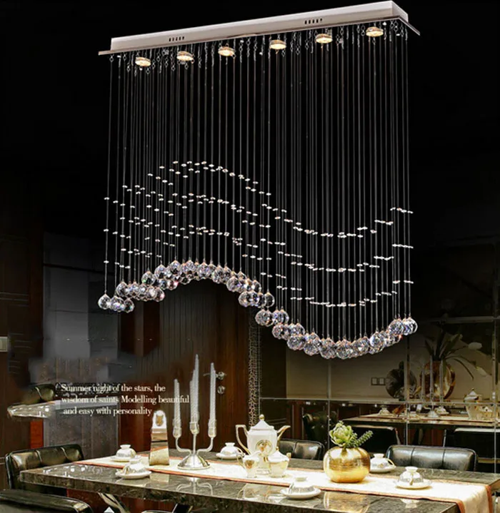 Светодиодная прямоугольная лампа для ресторана люстра с тремя кристаллами