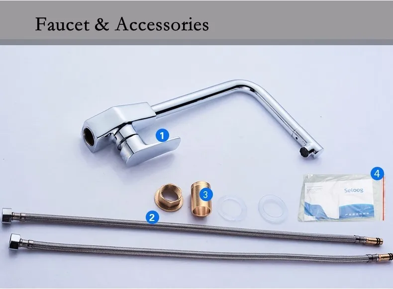 

Houmaid Kitchen Fixture Polished Single Holder Single Hole Brass Deck Mounted Cold and Hot Water Aerator Rotatable Water Faucet