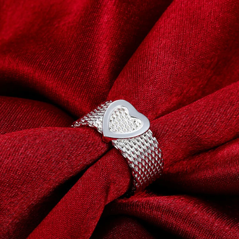 Новый дизайн и благородная Сетка Любовь Сердце Женщины Девочки Картер кольца для
