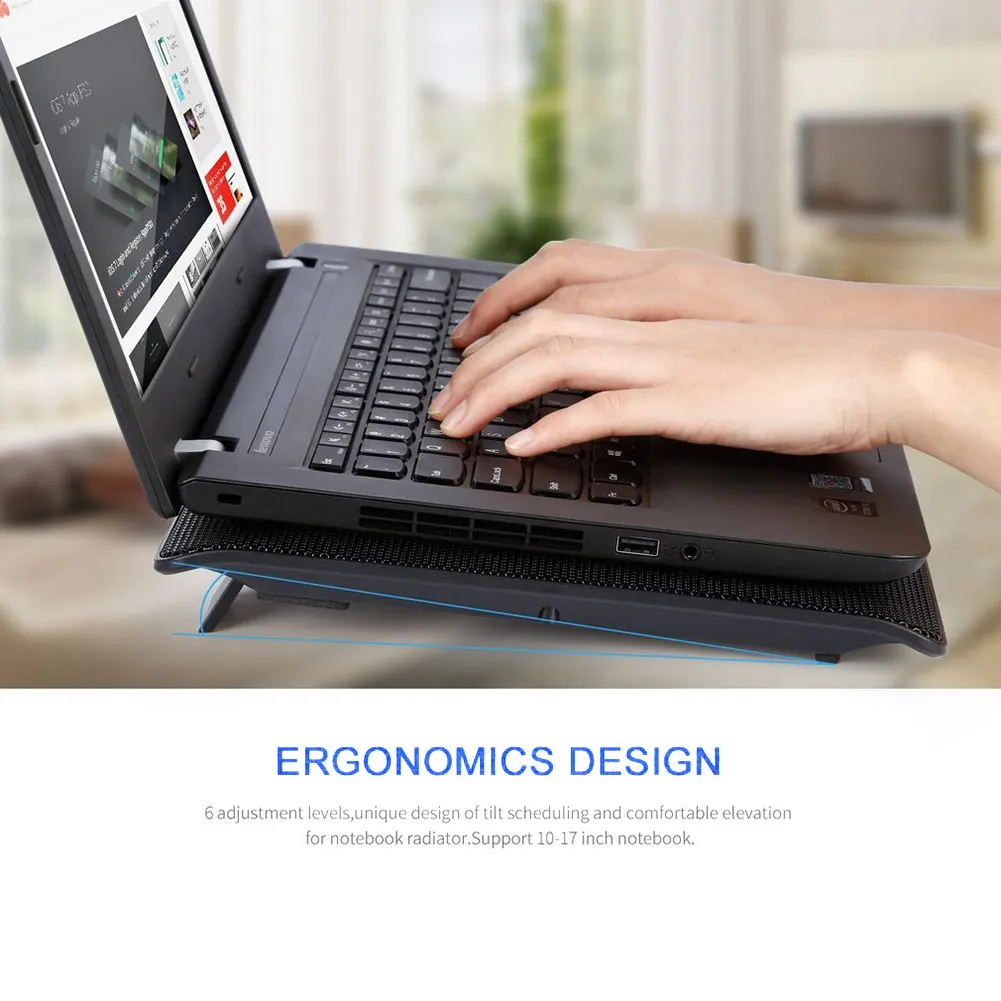 Бесшумный охладитель для ноутбука с 6 вентиляторами охлаждающая подставка 2 USB