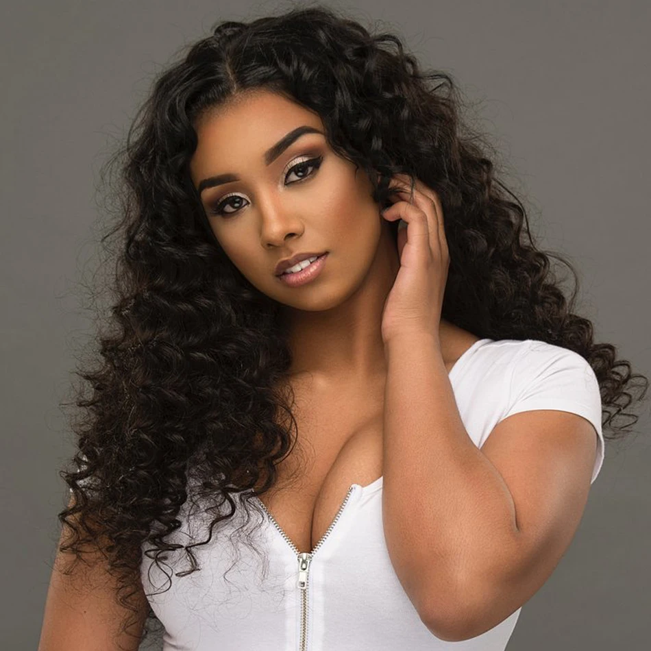 BHF Peruvian Deep Wave Lace Frontal Closure With Baby Hair Ear To Pre Plucked Natural Hairline Match Remy Human Bundles | Шиньоны и