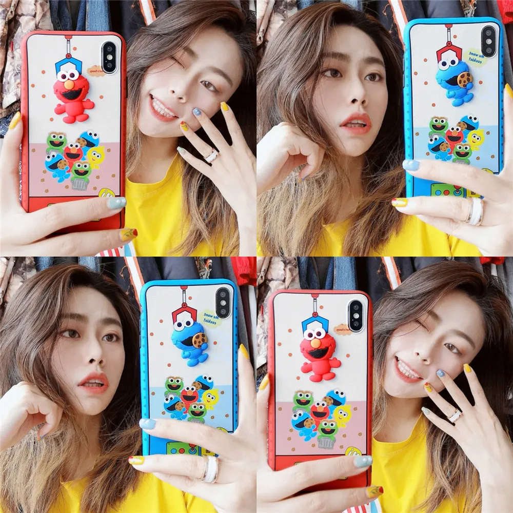 Мультфильм Улица кунжута печенья Elmo 3D кукла машина чехол для iPhone X XS MAX XR 6 6s 7 8 Plus
