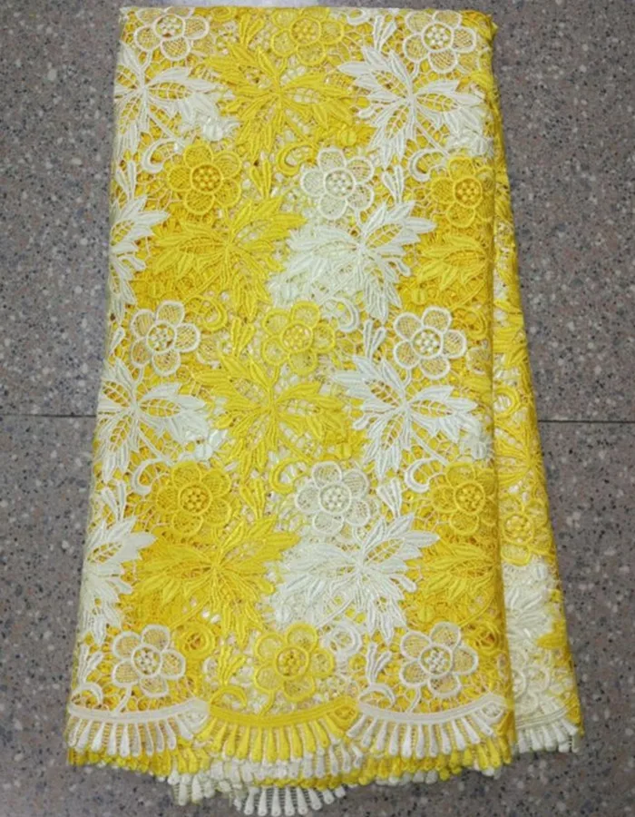5Yards/pc beautiful green and yellow flower african water soluble lace embroidery french guipure fabric for dress BW61-5 | Дом и сад