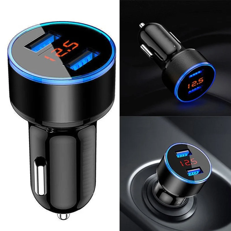 Автомобильное зарядное устройство с двумя usb-портами 3,1 А, светодиодный дисплей, универсальное автомобильное зарядное устройство для мобильного телефона Xiaomi, samsung S8, iPhone 6, 6s, 7, 8 Plus, планшет