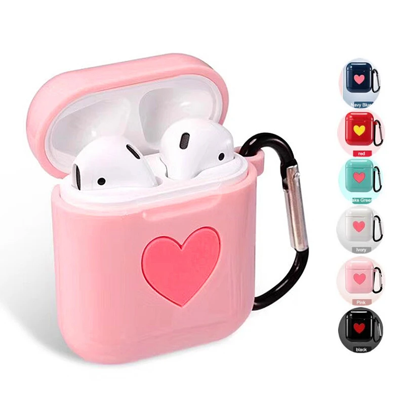 Мягкий силиконовый чехол для наушников Apple Airpods защита от потери сердца с
