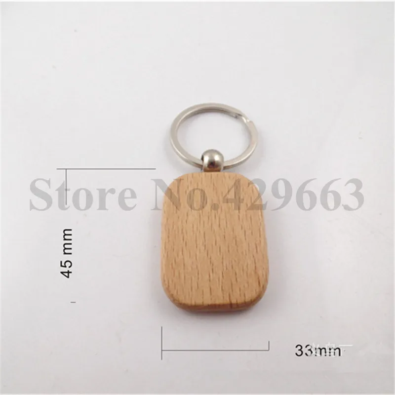 

Wholesale 50pcs Blank Circle Rectangle Wooden Key Chain DIY Promotion Customized Key Tags Promotional Gifts