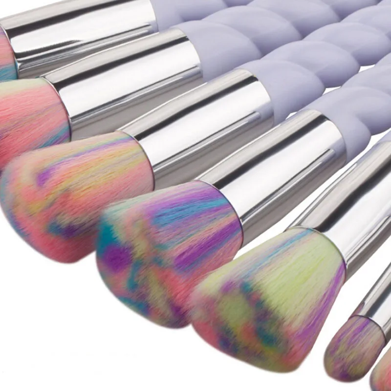 Новинка 2017 10 шт./компл. кисти для макияжа в виде единорога новая спиральная нить