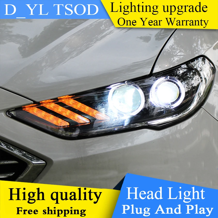 

Car Styling For Ford Mondeo Fusion 2017 Headlights Mondeo LED Headlight DRL Hid Bi Xenon Beam Lens Flash Straight Yellow Turning