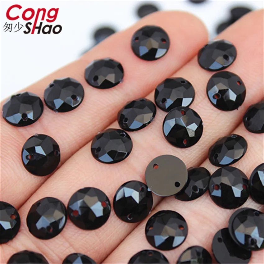 Cong shao 200 шт 8 мм Красочные Круглый камни и кристаллы Акриловые стразы с плоским основанием отделкой Швейные 2 отверстия DIY свадебное платье 8C785