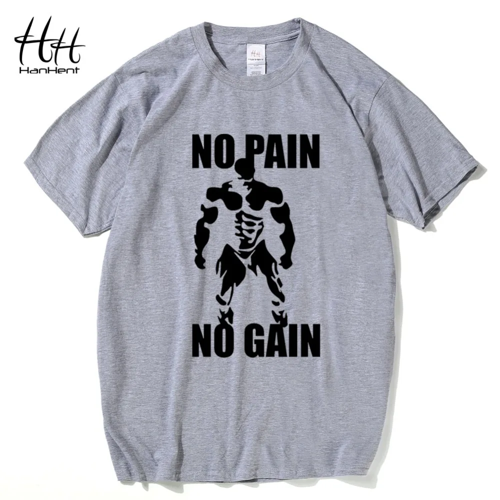 HanHent No Pain Gain футболка 2016 новые модные рубашки Повседневная с принтом Camiseta одежда