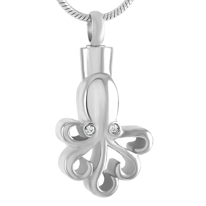 

IJD9467 With Crystal Eyes OCTOPUS Stainless Steel Pet Cremation Jewelry Pendants Ashes Holder Keepsake Memorial Urn Necklace