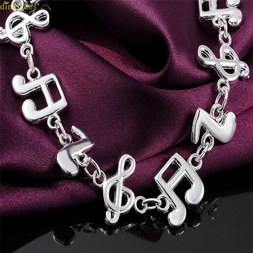 Лидер продаж брендовый новый женский серебряный милый музыкальный браслет