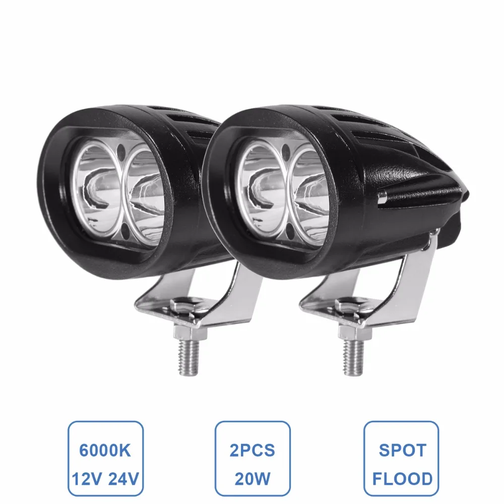 

2X Oval Led Work Light Fog Lamp 12-24V 20W Car Motorcycle Truck Trailer Pickup 4WD 4X4 ATV SUV Motor Indicator Driving Headlight