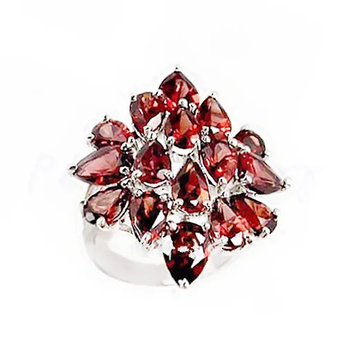 Натуральное настоящее кольцо в цветочном стиле гранат 0.4ct * 16 шт драгоценные