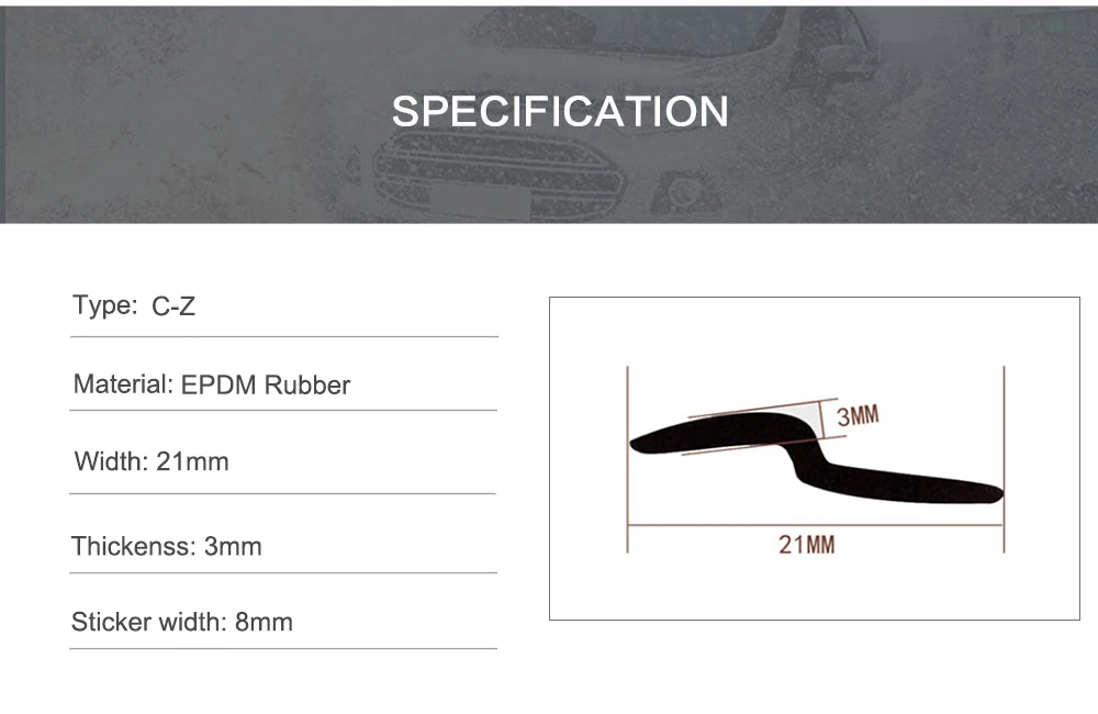 C-Z столб Автомобильная дверная рама края EPDM Резиновая водонепроницаемая защита от пыли звукоизоляция уплотнительные полосы отделка звукоизоляция