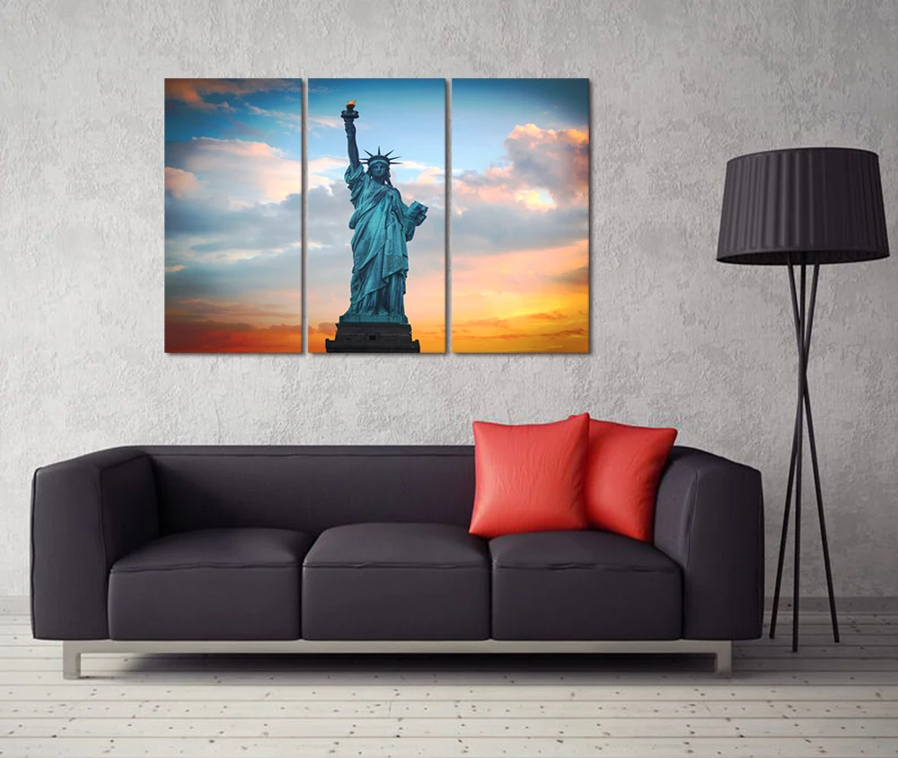 3 шт. холст настенная живопись Нью Йорк Статуя Свободы фотография США Landmark Sunrise