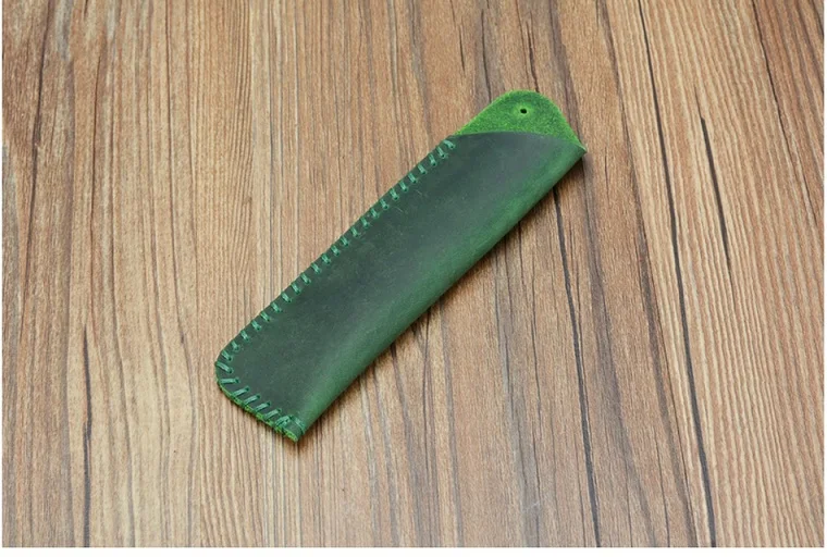 Green Из натуральной яловой кожи мягкие мужские ручки сумки пенал Винтаж простой портмоне для путешествий дневник Ручка Пенал крышка - Цвет: Green