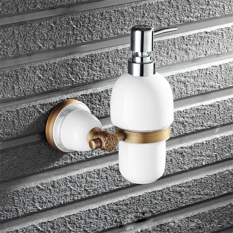 Free Shipping Luxury Wall Mounted Liquid Soap Dispenser With jade Ceramic Container Bottle Bathroom Accessories | Обустройство дома