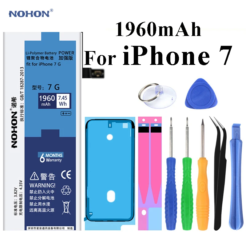 Аккумулятор NOHON для Apple iPhone 7 6 Plus 7 Plus 6 Plus 7 P 6 P 1960-3360 мАч Сменные Аккумуляторы+ инструменты для iPhone 6 7 Plus