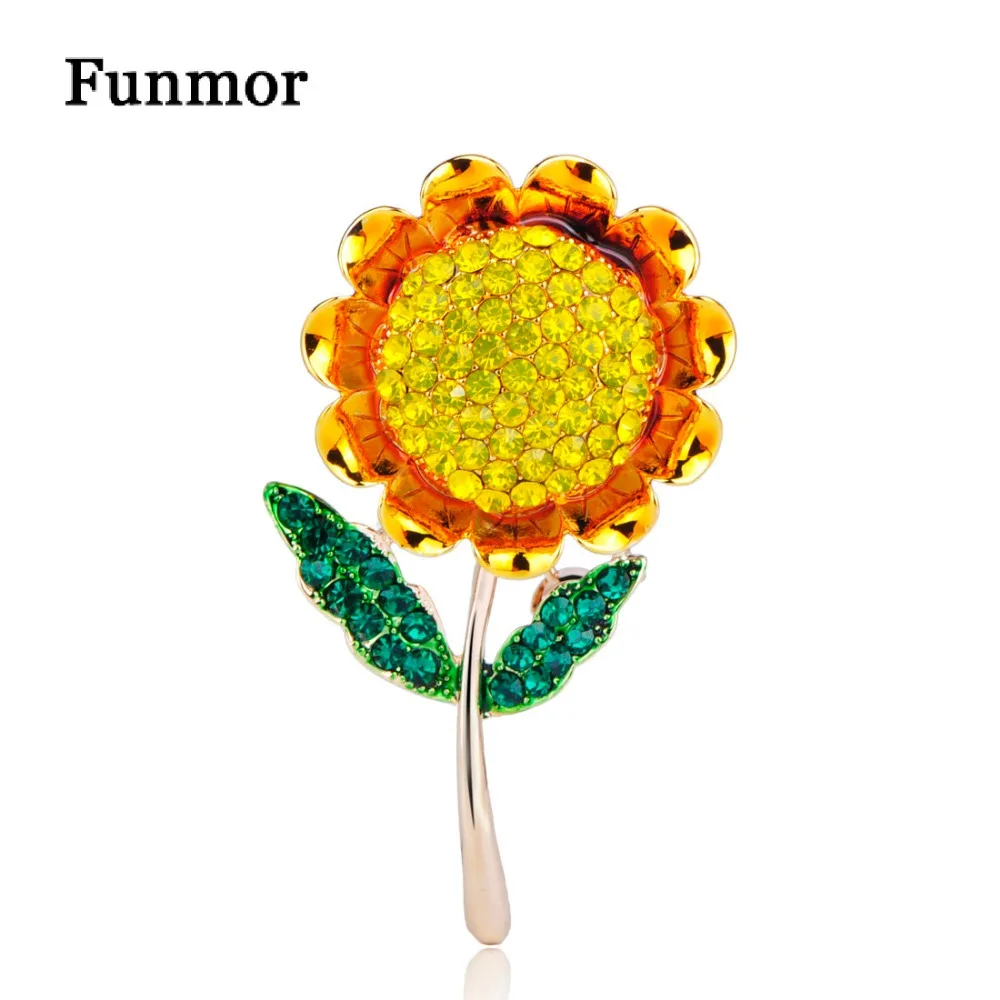 Красивая эмалированная брошь в виде подсолнуха FUNMOR яркие броши цветка с полным