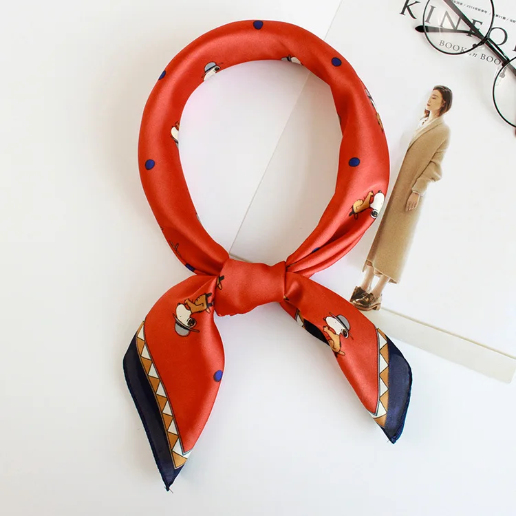 Супер милая собака мультфильм цифровой печати мода новый искусственный шелковый