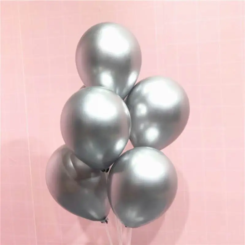 round silver 10 шт шары из латекса цвета металлик Длинная Форма Металл Хром волшебное завязывание скручивание шар балон Свадебные предметы для украшения дня рождения - Цвет: round silver