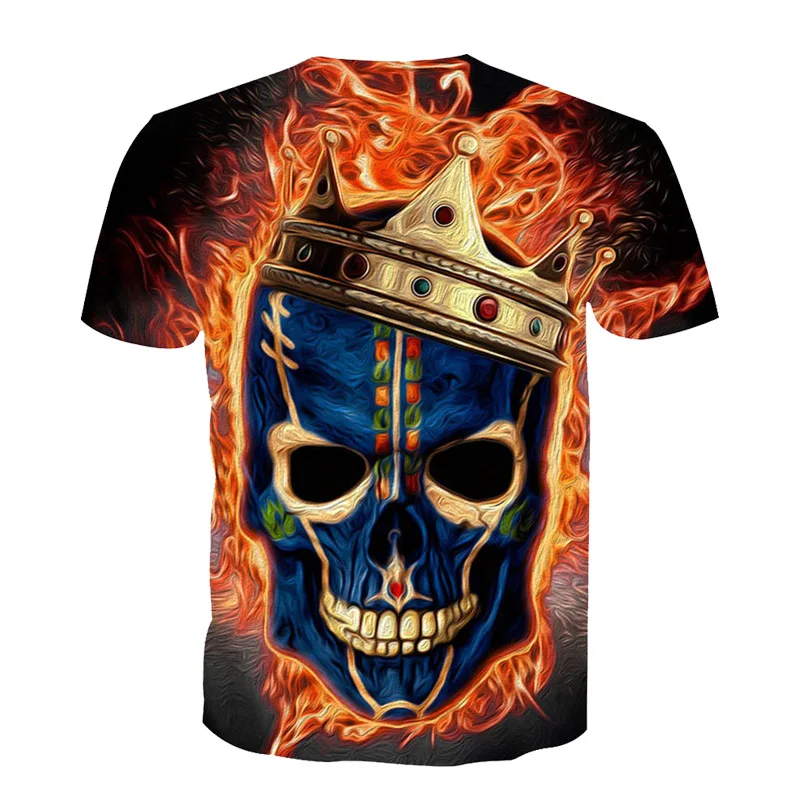 Мужская футболка с коротким рукавом Camiseta в стиле хип-хоп 3d принтом черепами 2019 |