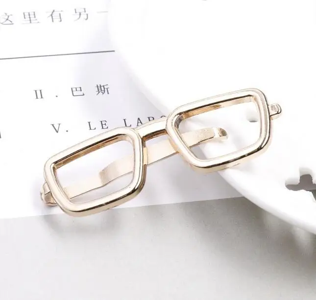 gold glasses 6 стилей зажим для галстука пуля перо очки якорь усы Ключ форма металлический зажим для галстука для мужчин очки коммерческие зажимы галстука Pin - Окраска металла: gold glasses