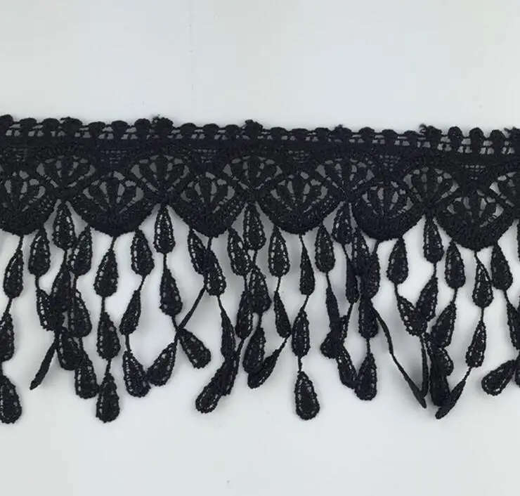 2 Yards Natural White Black Tassel Fringe Lace Trim Applique Cord Fabric Sewing Accessories | Дом и сад