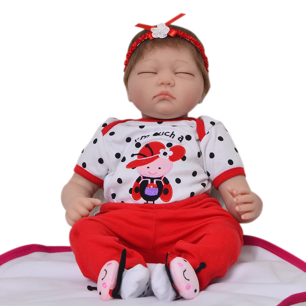 

55cm sweet Silicone Reborn toys 22inch closed eyes fashion design bebe Toddler Babies Dolls bedtime safe play House Toy Doll