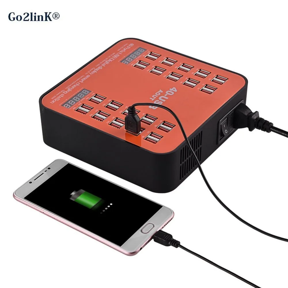 Go2linK 40 портов USB зарядное устройство 5 В 3.5A Максимальная мощность интеллектуальная зарядная станция концентрированный пакетный светодиодный дисплей Универсальный