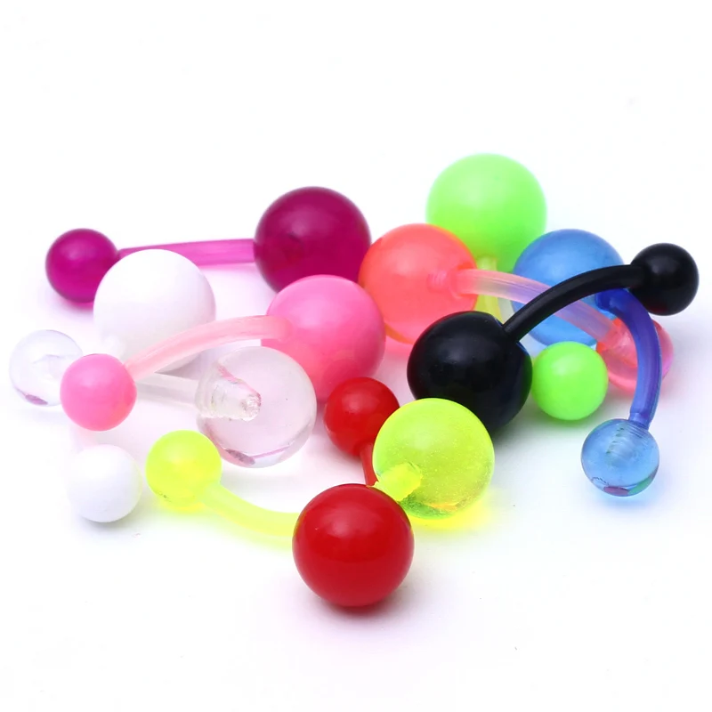 200 шт. оптовая продажа гибкие УФ акриловые пупка кольцо Смешанные цвета кольца