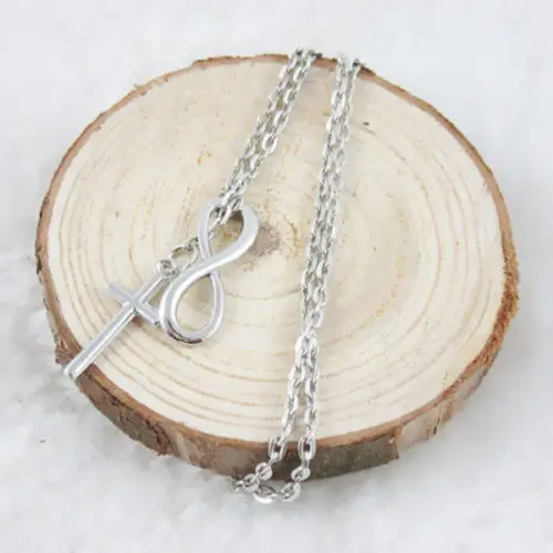 Чокер крест ожерелье массивное Бесконечность Крест Серебряный цвет цепь