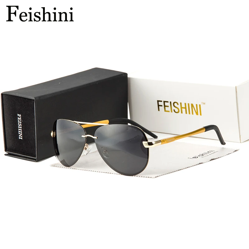 FEISHINI 0761, женские солнцезащитные очки с защитой от ультрафиолета, авиационные прозрачные полароидные линзы, водительские алюминиевые поляризованные солнцезащитные очки, мужские синие зеркальные очки