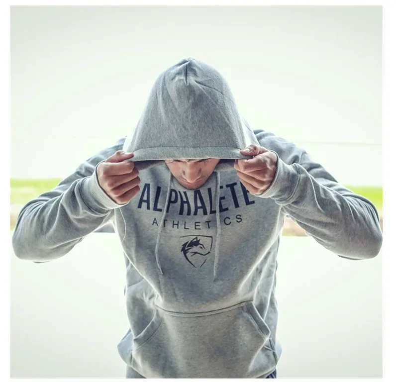 ALPHALETE, мужские толстовки для тренажерного зала, для тренажерного зала, для фитнеса, бодибилдинга, толстовка, пуловер, Спортивная мужская куртка с капюшоном для тренировок, одежда